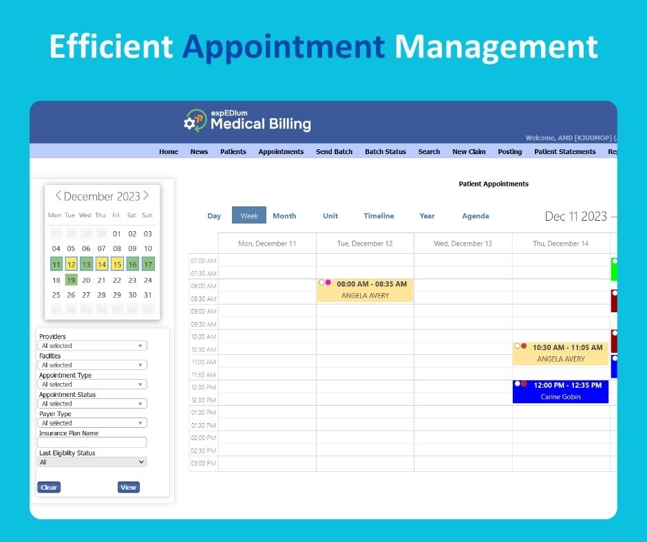 screenshot of expEDIum Medical Billing